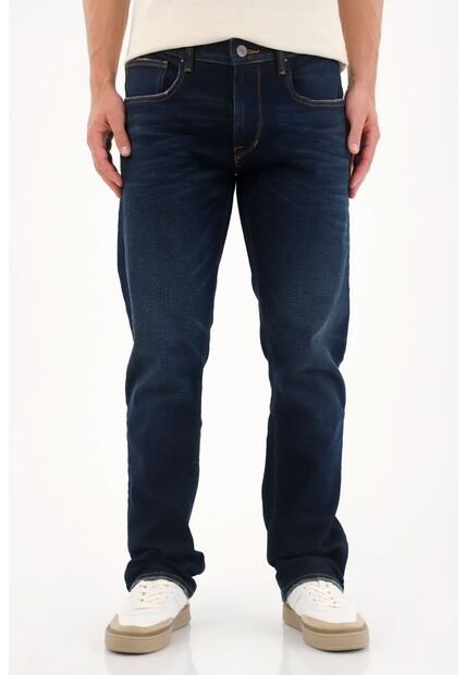Tennis Jean Recto Con Detalles Selvedge Azul Oscuro Para Hombre