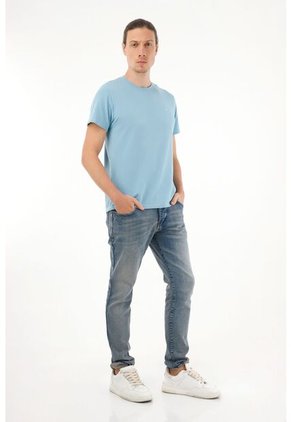 Tennis Jean Skinny Tiro Medio Azul Para Hombre