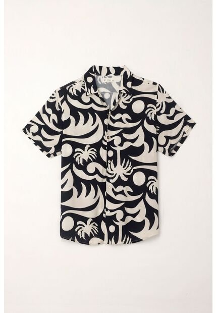 Tennis Camisa Tipo Bowling Con Estampado Playero Para Hombre