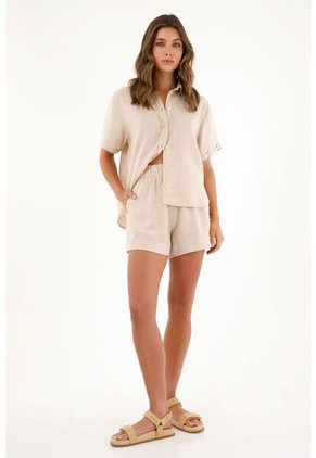 Tennis Bermuda Crudo En 100% Lino Para Mujer