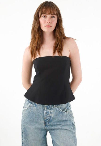 Camisa Strapless En Silueta A Negra Para Mujer