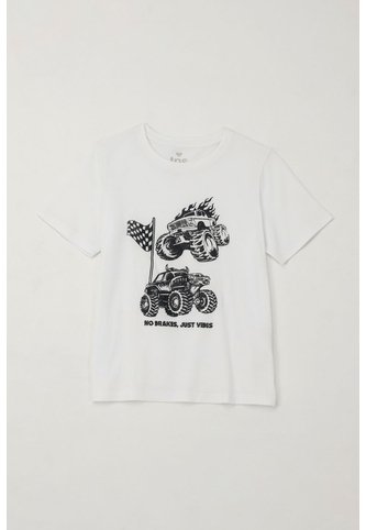 Camiseta Básica Con Estampado Blanca Para Niño Tennis