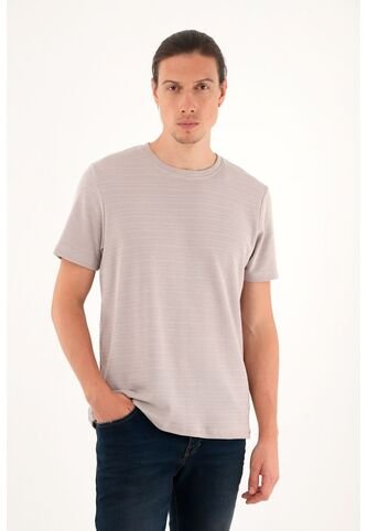 Camiseta Manga Corta De Tela Con Textura Café Para Hombre Tennis