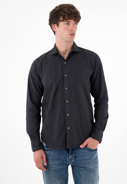 Camisa Manga Larga Negra Para Hombre