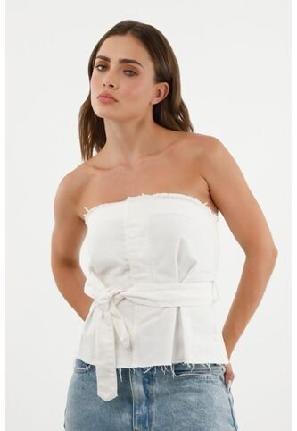 Camisa Crudo Strapless Con Cinturón Para Mujer Tennis