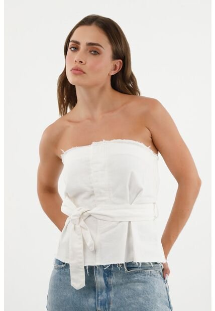 Camisa Crudo Strapless Con Cinturón Para Mujer