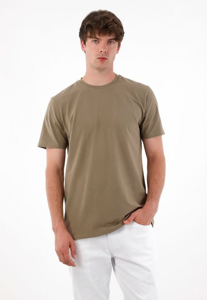 Camiseta Con Raqueta Estampada Café Para Hombre