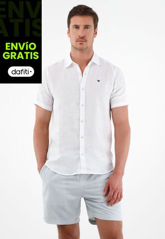Tennis Camisa Blanca En Lino Para Hombre Tennis