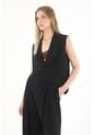 Tennis Chaleco Asimétrico Con Solapa Negro Para Mujer de Tennis