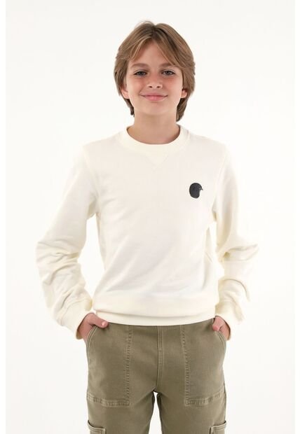 Buzo Crudo Con Estampado De Casco Y Moto Para Niño