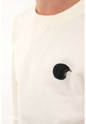 Buzo Crudo Con Estampado De Casco Y Moto Para Niño