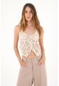 Tennis Camisa Crop En Tela Tejida Crudo Para Mujer de Tennis
