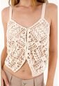 Tennis Camisa Crop En Tela Tejida Crudo Para Mujer de Tennis