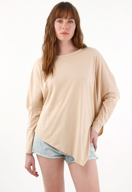 Camiseta Manga Larga Café Para Mujer