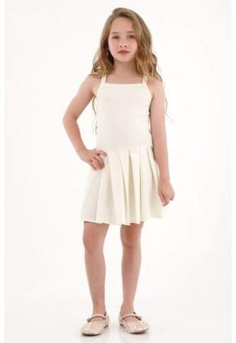 Vestido Corto Con Falda En Tablas Crudo Para Niña Tennis