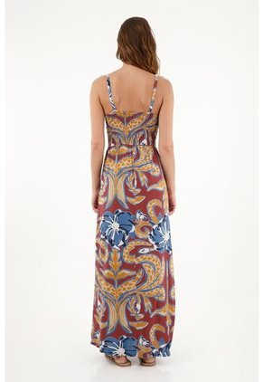 Vestido Largo Estampado De Tiras Para Mujer