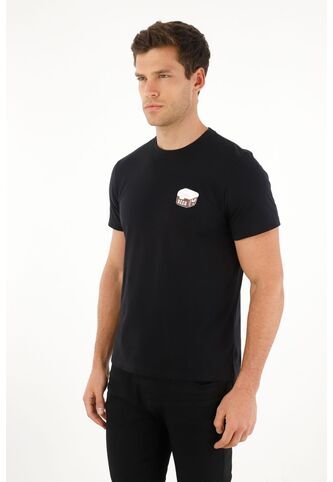 Tennis Camiseta Negra Regular Fit Estampada Para Hombre Tennis