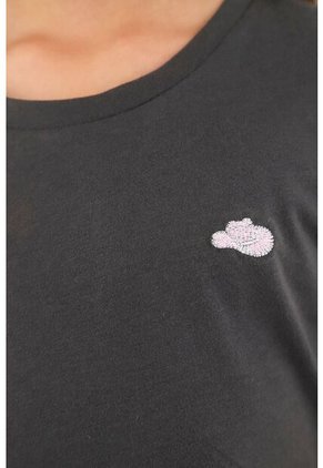 Camiseta Gris Con Mini Bordado Para Niña