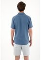 Tennis Camisa Manga Corta En 100% Lino Azul Para Hombre de Tennis