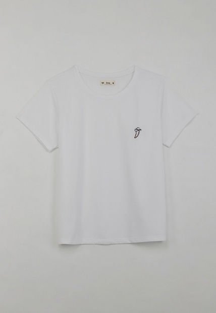 Camiseta Básica Estampada Blanca Para Mujer