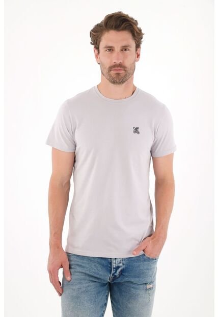 Tennis Camiseta Con Cuello Redondo En Rib Gris Para Hombre