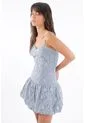 Tennis Vestido Corto Para Mujer De Encaje Azul Cielo Entallado Con Escote Corazón de Tennis