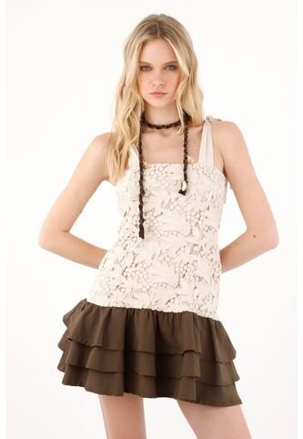 Tennis Vestido Corto De Escote Recto Crudo Para Mujer Tennis