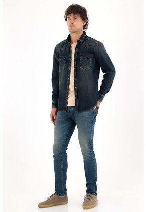 Tennis Jean Skinny Cinco Bolsillos Azul Para Hombre