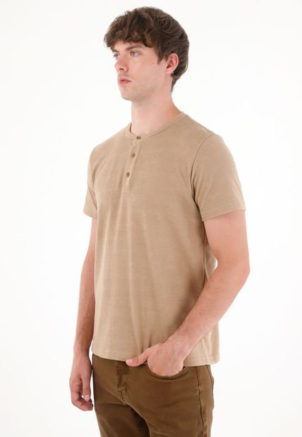 Camiseta En Tela Tejida Café Para Hombre