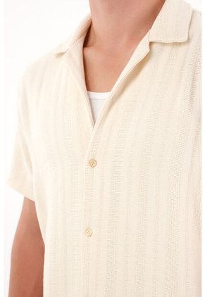 Tennis Camisa Tipo Bowling A Rayas Crudo Para Hombre