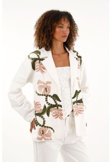 Chaqueta Larga Estampada Para Mujer