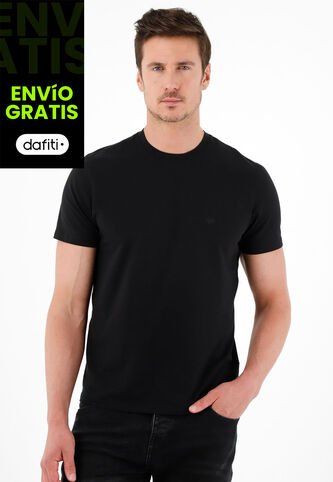 Tennis Camiseta Cuello Redondo Negra Para Hombre Tennis
