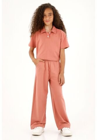 Camiseta Tipo Polo Rosada Para Niña Tennis