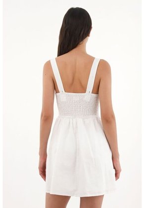 Tennis Vestido Corto Con Manualidad De Flores Crudo Para Mujer