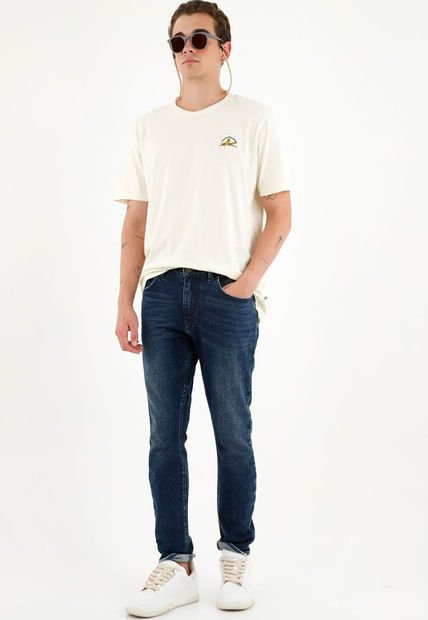 Camiseta Unisex Con Mini Bordado De Banana Crudo