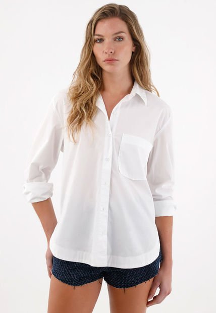 Camisa Amplia En 100% Algodón Blanca Para Mujer