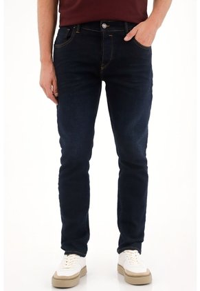 Tennis Jean Skinny Tono Oscuro Azul Con Caída Natural Para Hombre