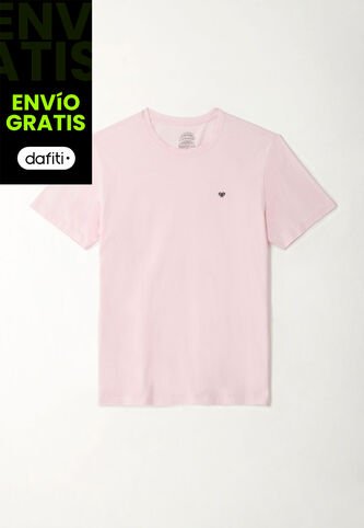 Camiseta Rosada Con Mini Raqueta Bordada Para Hombre Tennis