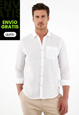Tennis Camisa Blanca En Lino Para Hombre Tennis