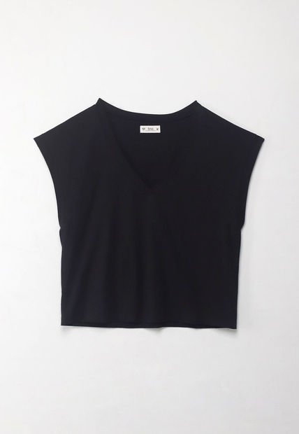 Camiseta Manga Sisa Negra Para Mujer