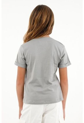 Camiseta Cuello Redondo Con Estampado Frontal Para Niña