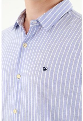 Camisa Cuello Francés Azul Para Hombre