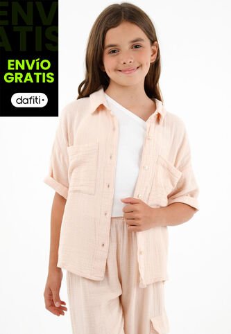 Camisa Crudo De Botones Para Niña Tennis