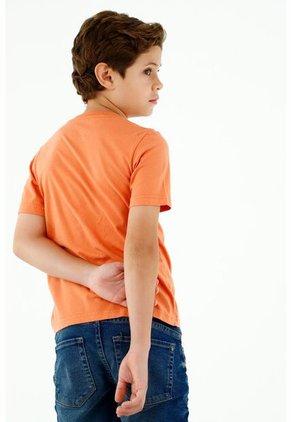 Camiseta Para Niño Naranja Con Estampado