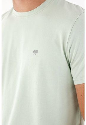 Tennis Camiseta Con Mini Raqueta Verde Con Caída Natural Para Hombre