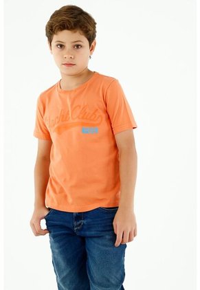 Camiseta Para Niño Naranja Con Estampado