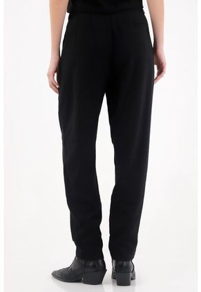 Tennis Pantalón De Tela Fluida Semi Ajustada Negro Para Mujer