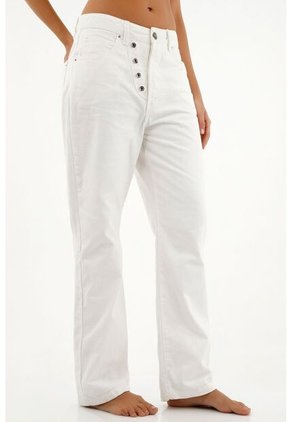 Jean Crudo Con Botones Para Mujer
