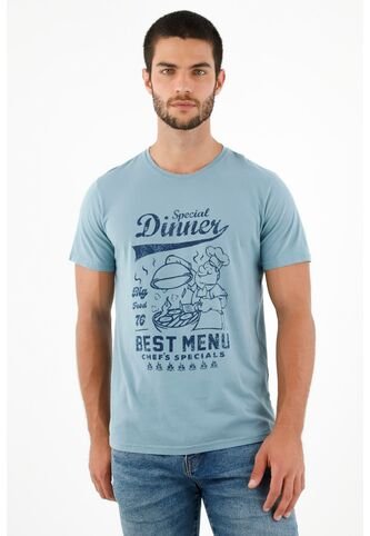 Tennis Camiseta Azul Estampada En Frente Para Hombre Tennis