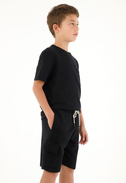 Camiseta Manga Corta Negra Para Niño